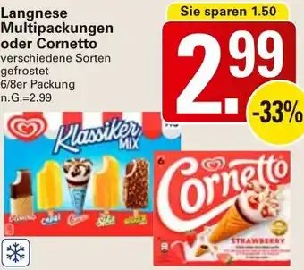 WEZ Langnese Multipackungen oder Cornetto Angebot