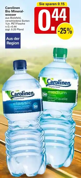 WEZ Carolinen Bio Mineralwasser Angebot