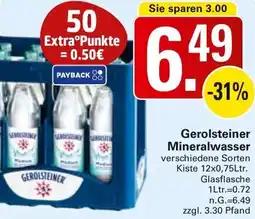 WEZ Gerolsteiner Mineralwasser Angebot