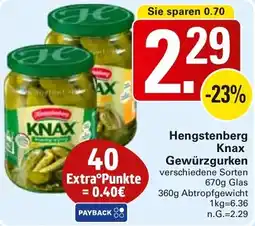 WEZ Hengstenberg Knax Gewürzgurken Angebot