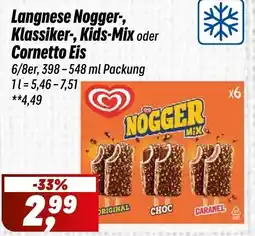 Simmel Langnese Nogger-, Klassiker-, Kids-Mix oder Cornetto Eis Angebot