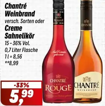 Simmel Chantré Weinbrand oder Creme Sahnelikör Angebot