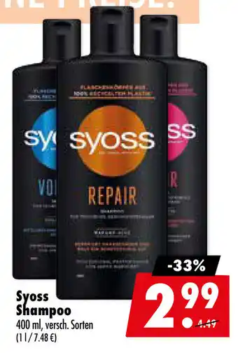 Mäc Geiz Syoss Shampoo Angebot