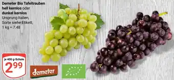 Globus Demeter Bio Tafeltrauben hell kernlos oder dunkel kernlos Angebot