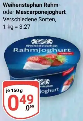 Globus Weihenstephan Rahm- oder Mascarponejoghurt Angebot