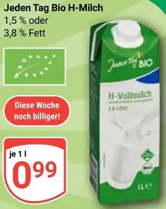 Globus Jeden Tag Bio H-Milch Angebot