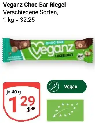 Globus Veganz Choc Bar Riegel Angebot
