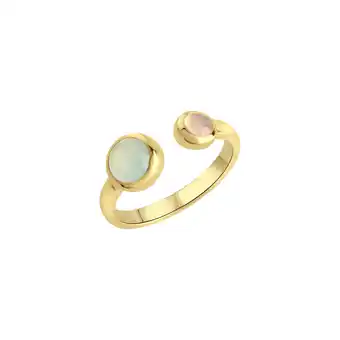 Netto Marken-Discount Jamelli Ring Silber 925 vergoldet mit echten pinken und blauen Chalcedon-Steinen Angebot