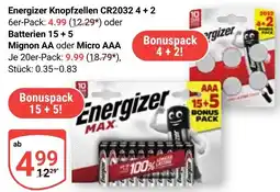 Globus Energizer Knopfzellen CR20324+2 Angebot