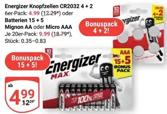 Globus Energizer Knopfzellen CR20324+2 Angebot