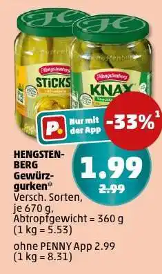 PENNY HENGSTENBERG Gewürzgurken Angebot