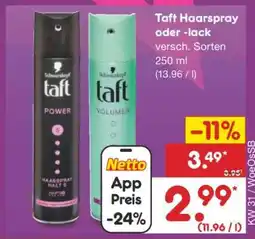 Netto Marken-Discount TAFT Haarspray oder -lack Angebot