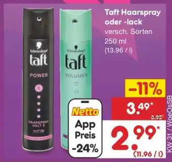 Netto Marken-Discount TAFT Haarspray oder -lack Angebot