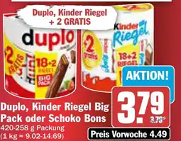 AEZ Duplo, Kinder Riegel Big Pack oder Schoko Bons Angebot