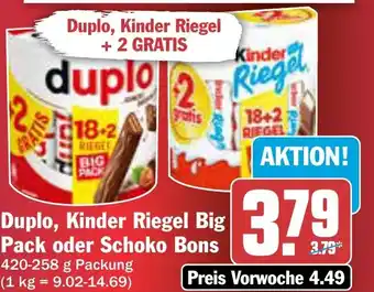 AEZ Duplo, Kinder Riegel Big Pack oder Schoko Bons Angebot