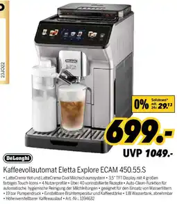 MEDIMAX DeLonghi Kaffeevollautomat Eletta Explore ECAM 450.55.S Angebot