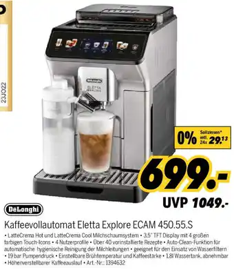 MEDIMAX DeLonghi Kaffeevollautomat Eletta Explore ECAM 450.55.S Angebot