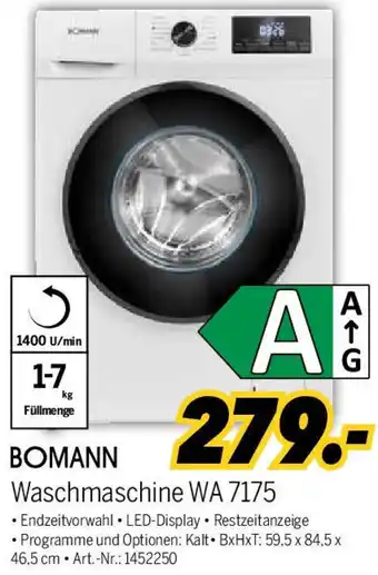 MEDIMAX BOMANN Waschmaschine WA 7175 Angebot