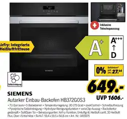 MEDIMAX SIEMENS Autarker Einbau-Backofen HB372G0S3 Angebot
