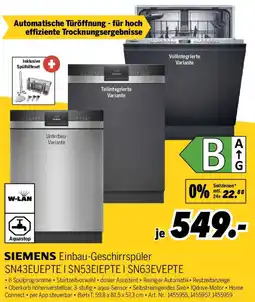 MEDIMAX SIEMENS Einbau-Geschirrspüler Angebot