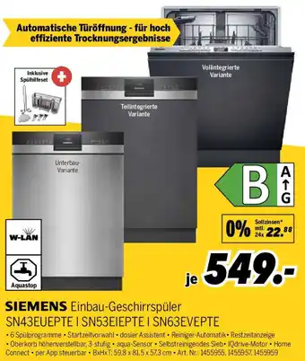 MEDIMAX SIEMENS Einbau-Geschirrspüler Angebot