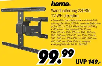MEDIMAX hama Wandhalterung 220851 TV-WH ultraslim Angebot