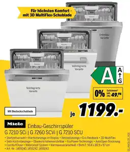 MEDIMAX Miele einbau-geschirrspüler g 7210 sci | g 7260 scvi | g 7210 scu Angebot