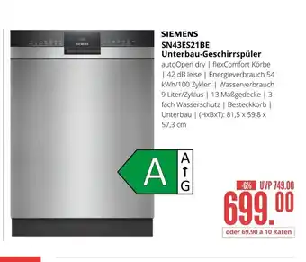 Hirsch und Ille Siemens sn43es21be unterbau-geschirrspüler Angebot
