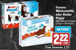 AEZ Ferrero Milchschnitte oder Kinder Pingui Angebot