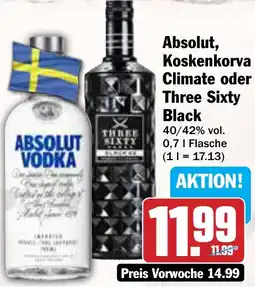AEZ Absolut, Koskenkorva Climate oder Three Sixty Black Angebot