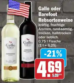 AEZ Gallo oder Barefoot Rebsortenweine Angebot