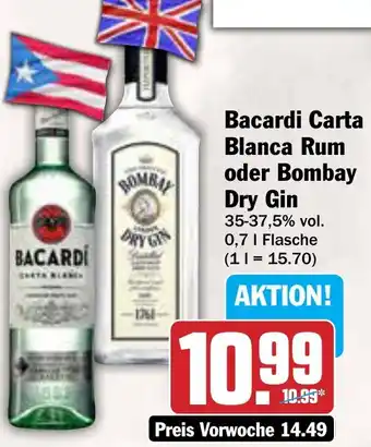 AEZ Bacardi Carta Blanca Rum oder Bombay Dry Gin Angebot