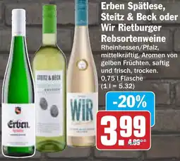 AEZ Erben Spätlese, Steitz & Beck oder Wir Rietburger Rebsortenweine Angebot