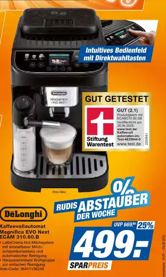 Expert Delonghi kaffeevollautomat magnifica evo next ecam 310.60.b Angebot