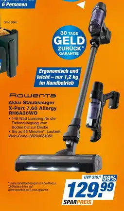 Expert Rowenta akku staubsauger x-pert 7.60 allergy rh6a36wo Angebot