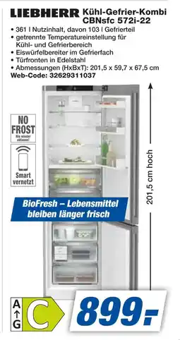 Expert Liebherr kühl-gefrier-kombi cbnsfc 572i-22 Angebot