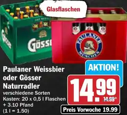 AEZ Paulaner Weissbier oder Gösser Naturradler Angebot