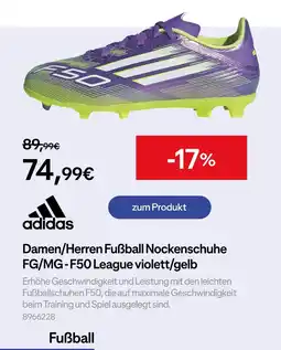 Decathlon Adidas damen/herren fußball nockenschuhe fg/mg - f50 league violett/gelb Angebot
