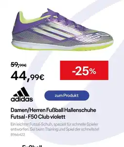 Decathlon Adidas damen/herren fußball hallenschuhe futsal - f50 club violett Angebot