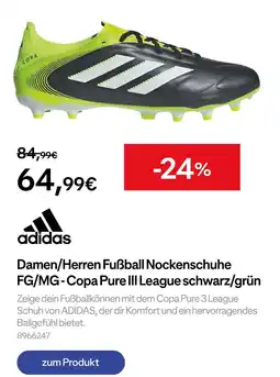 Decathlon Adidas damen/herren fußball nockenschuhe fg/mg - copa pure iii league schwarz/grün Angebot