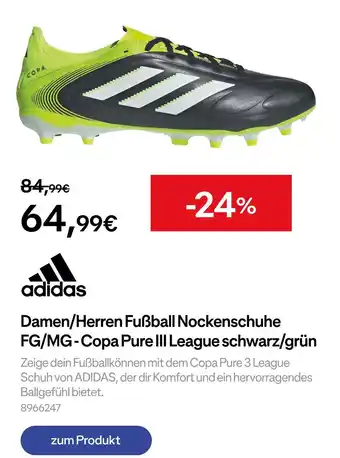 Decathlon Adidas damen/herren fußball nockenschuhe fg/mg - copa pure iii league schwarz/grün Angebot