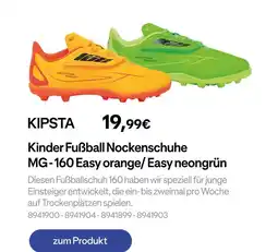 Decathlon Kipsta kinder fußball nockenschuhe mg-160 easy orange Angebot