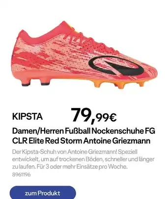 Decathlon Kipsta damen/herren fußball nockenschuhe fg clr elite red storm antoine griezmann Angebot