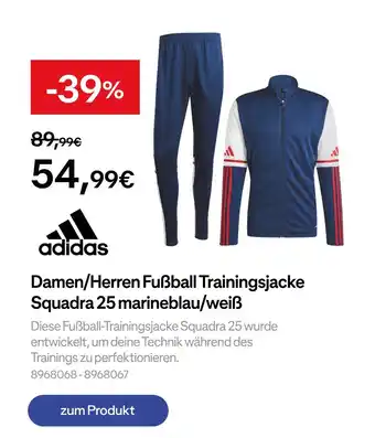 Decathlon Adidas damen/herren fußball trainingsjacke squadra 25 marineblau/weiß Angebot
