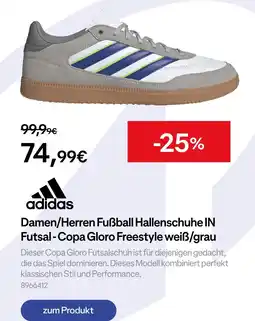 Decathlon Adidas damen/herren fußball hallenschuhe in futsal - copa gloro freestyle weiß/grau Angebot
