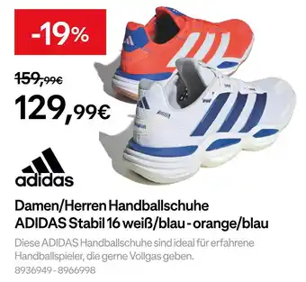 Decathlon Adidas damen/herren handballschuhe adidas stabil 16 weiß/blau Angebot