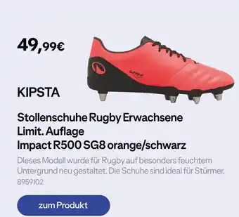 Decathlon Kipsta stollenschuhe rugby erwachsene limit. auflage impact r500 sg8 orange/schwarz Angebot