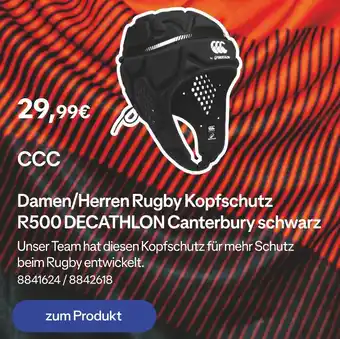 Decathlon Ccc damen/herren rugby kopfschutz r500 decathlon canterbury schwarz Angebot