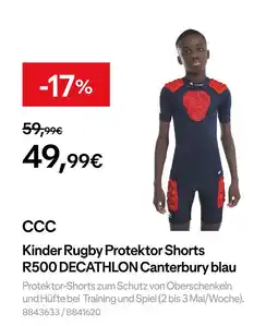 Decathlon Ccc kinder rugby protektor shorts r500 decathlon canterbury blau Angebot