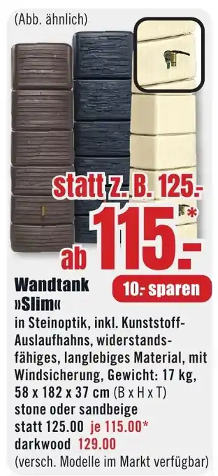B1 Discount Baumarkt Wandtank >>Slim<< Angebot